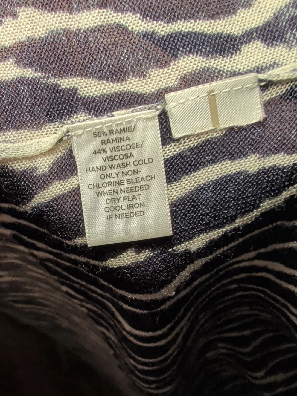 LOFT Navy + White Open-Front Patterned Cardigan Ramie Blend Women's Size S